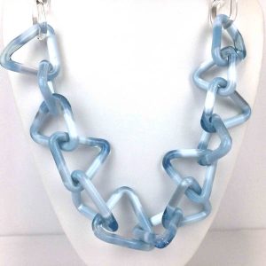 light blue glass chain necklace